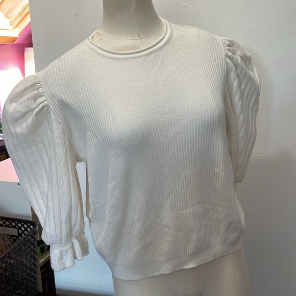 Maria pavan white sweater size g puff sleeve - Picture 2 of 12